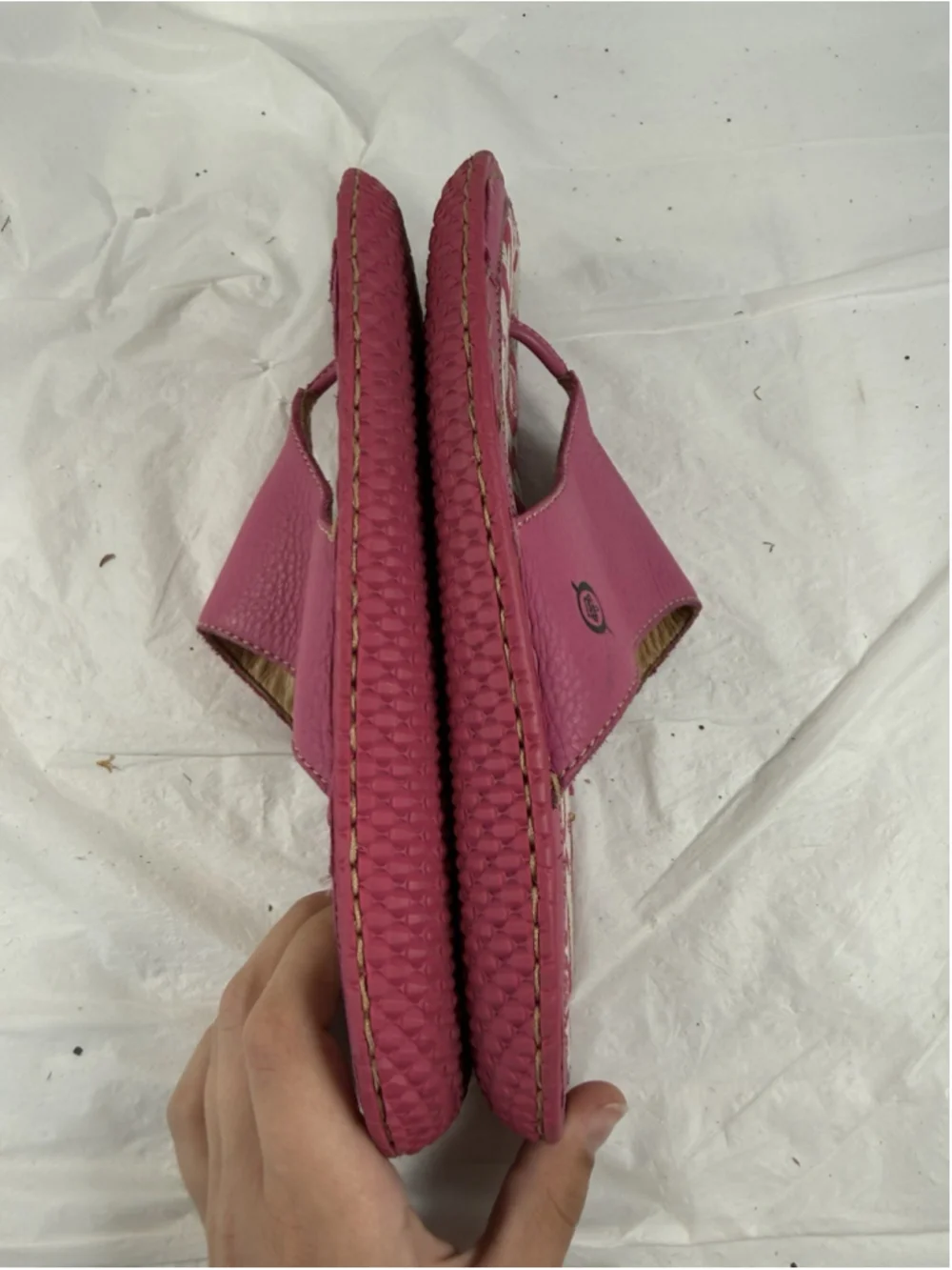 Born Concept Boho Pink Leather Flat Thong Sandal Flip Flops Size 7/38